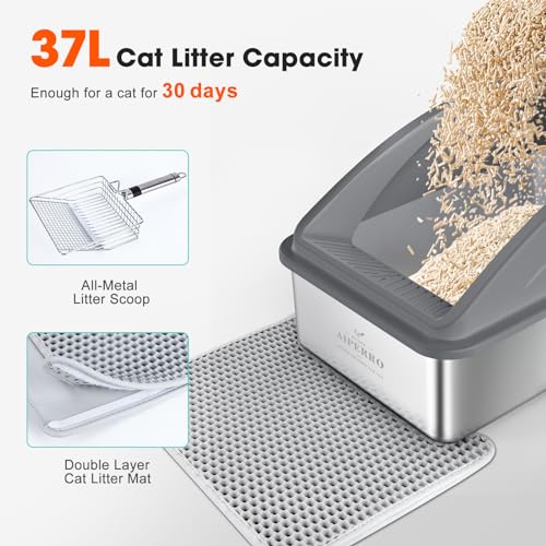 Stainless Steel Litter Box (Dark Grey / X-Large)