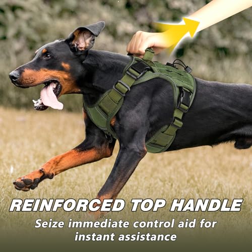 Tactical Dog Harness for Medium Size Dogs (Green / Medium: 30-50 lbs (Chest:24-28",Neck:17-19"))