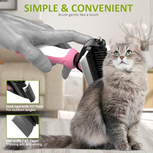 2 in 1 Professional Grooming Rake for Cats & Dogs (Purple)