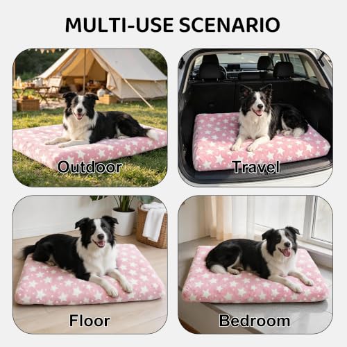 Orthopedic Dog Bed for Large Dogs (M(30"*20"*3.1") / Big&Little Stars Pink-1pc)