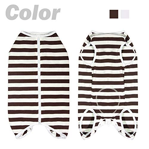 Dog’s Recovery Suit Post Surgery Shirt for Female Male Dog (3xl / brown white stripe)