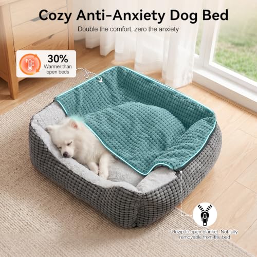 Dog Beds for Small Dogs with Cover Cave (Grey / S(20″ x 19″ x 6″))