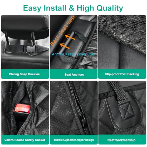 Dog Car Seat Cover for Back Seat Cover (Black / Universal Fit)