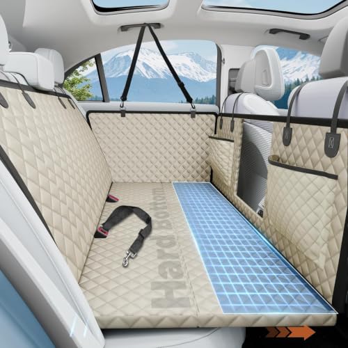 Dog Car Seat Cover for Back Seat (Khaki / L - For Cars/SUV/ Sedans/MPV)