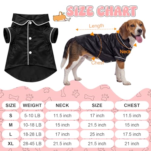 Dog Silk Pajamas Shirts Puppy Satin Pjs Pet Sleepwear Soft Faux Silk Lapel Two (L / Black)