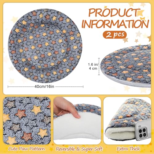 2 Pack Self Heating Cat Pad Self Heating Cat Bed Machine Washable Heat Pet Mat Reversible Body Thermal Warm Round Dog Bed Crate Blanket for Feral and Indoor Cats (16'' / Star)