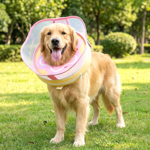Inflatable Dog Cone Collar for Dogs to Stop Licking After Surgery (Pink / XXL (Neck 19"-24"))
