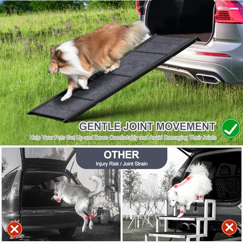 Dog Ramp for Car 63" L × 17" W (Upgraded 63" L x 17.2" W)