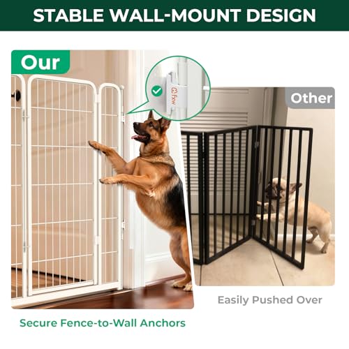 Dog Gate Extra Wide Adjustable for Openings Up to 165" (White / Up to 165" W【5 Panels + 1 Door】 / 45"H)