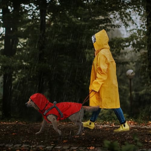 Dog Raincoat Waterproof Dog Hoodie Reflective Dog Raincoat Hooded Adjustable Rain Jacket for Small Medium Large Dogs Puppies (L / Red)