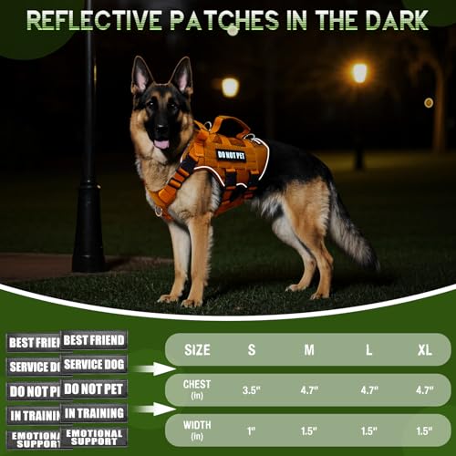 Tactical Molle Vest Mesh Dog Harness with 10 Removale Pet Patches (Small / Orange)