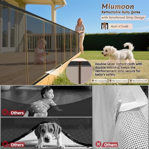 200 inch Reinforced Retractable Baby Gates 42 inch Tall (Black / 42" Tall x 200" Wide)