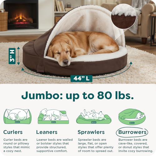 44" Round Orthopedic Dog Bed for Large Dogs w (Espresso / Jumbo)