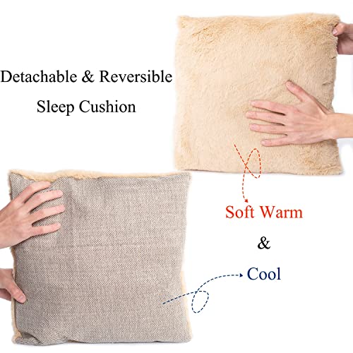 Cat Bed for Indoor Cats (Beige / M(15 x 15 x 15 Inch))