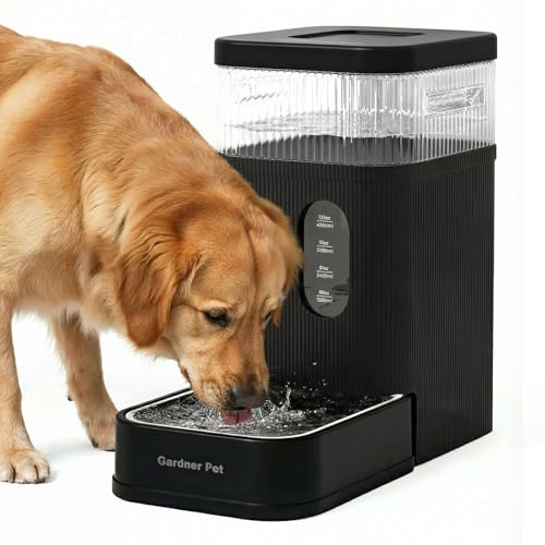 2.2 Gallon Automatic Dog Water Dispenser with Stainless Steel Bowl (Black / 2.2 Gallon)
