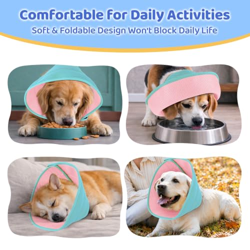 Soft Dog Cone Collar to Stop Licking After Surgery (Pink Blue / S)