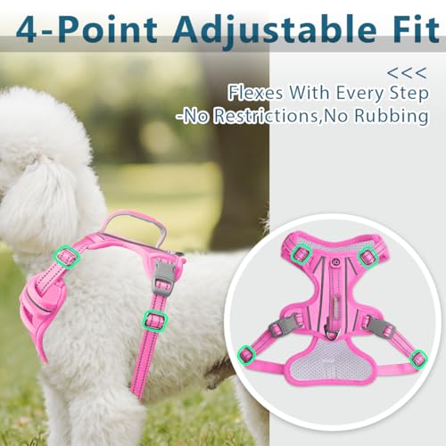 No Pull Dog Harness for Small Sized Dogs (X-Small(Chest:15.5-19.5”) / Pink-Oxford)