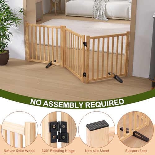 Wooden Freestanding Dog Gate Indoor (【3 Panels】H:23'')