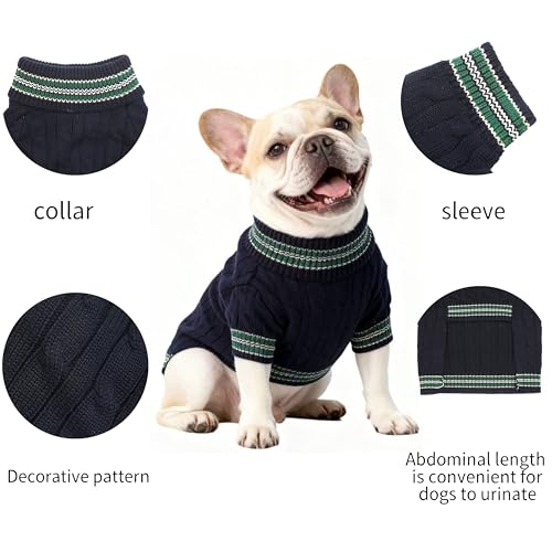 Small Medium Dog Sweater (Striped Blue / Large)