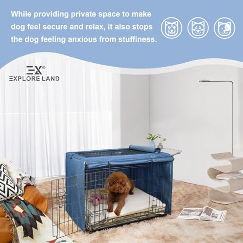 Dog Crate Cover for 24 Inches Wire Cage (Lattice Blue / 24.0"L x 18.0"W x 20.0"H)