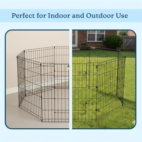 Dog Playpen Foldable Metal Exercise Puppy Play Pen with 8 24x30in Panels (24" X 30")