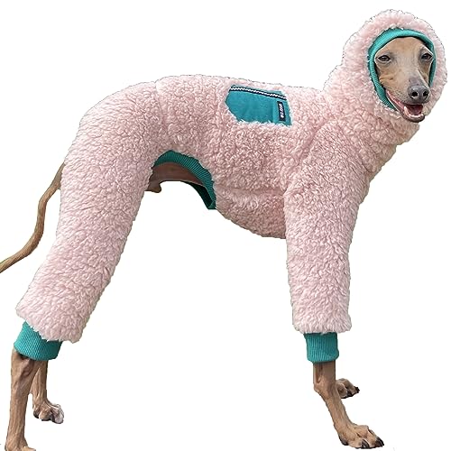 D Doggy Star Italian Greyhound Sweater Turtleneck Outfit Warm Fleece Onesie Clothes Whippet for Dog Coat (XL / Green Pocket)