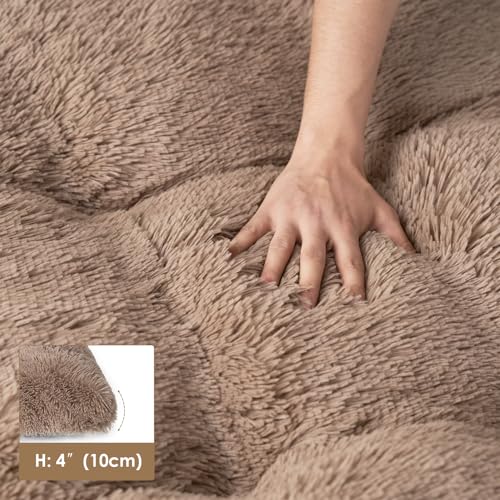 Fluffy Dog Crate Bed for Medium Dogs (Camel / 29.5 x 20)