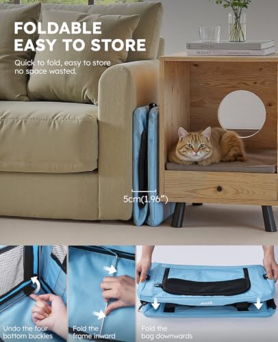 Cat Carrier Stable (Light Blue / 18.5"L x 12.9"W x 11.8"H)