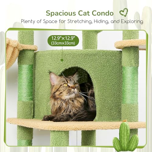 Cactus Corner Cat Tree Tower with Scratching Post (51inch / Cactus Green)