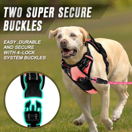 Dog Harness No Pull for Medium Sized Dog Front Back Clips (Medium(Chest:22.5-28") / Light Pink)