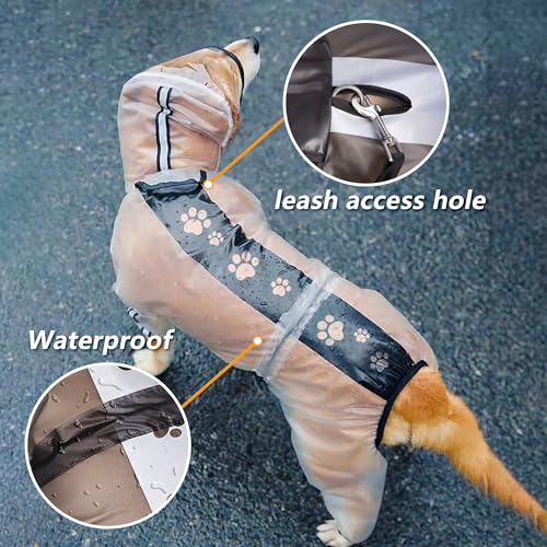 Dog Raincoat Dog Hooded Slicker Poncho (White / 2XL)