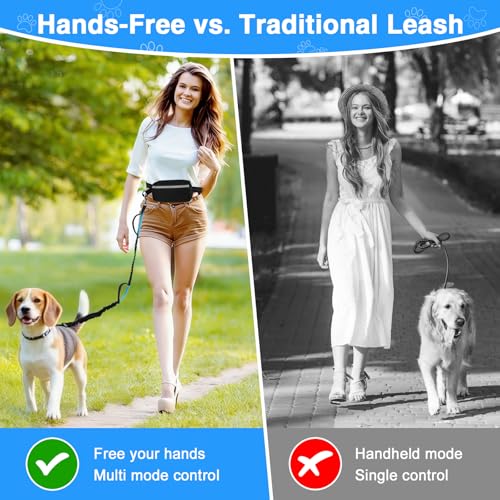Hands Free Dog Leash with Zipper Pouch (Black)