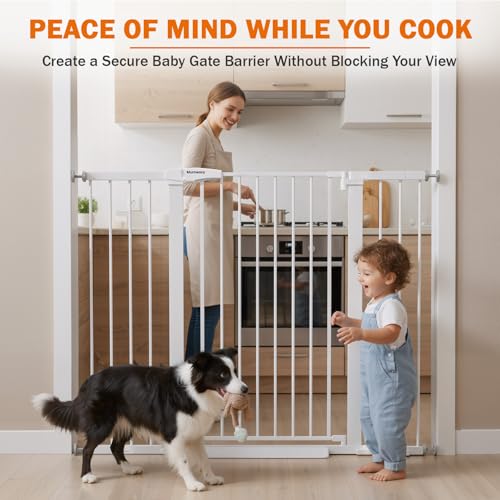 36" Extra Tall Baby Gate for Stairs (White / 29.7-51"W x 36"H)