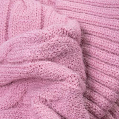 Turtleneck Chunky Knit Dog Sweater (Medium / Pink)