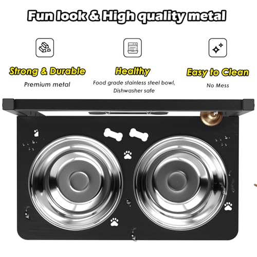 Elevated Dog Bowls with Mat (metal plate - large dogs)