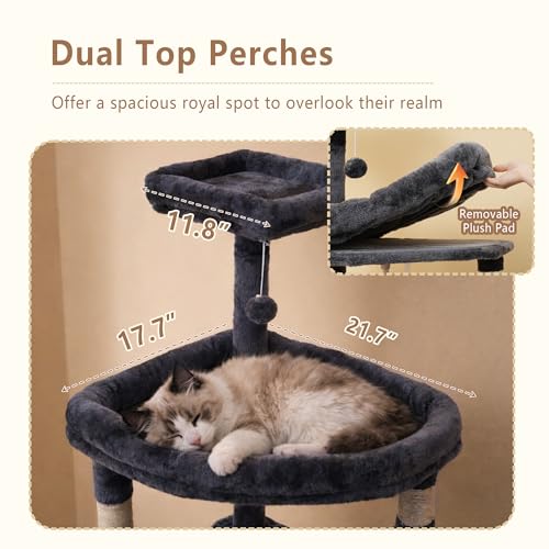 64.2" Heavy Duty Cat Tree for Large Cats with Wide Base HCT027G (64.2 inch / Smoky Gray)