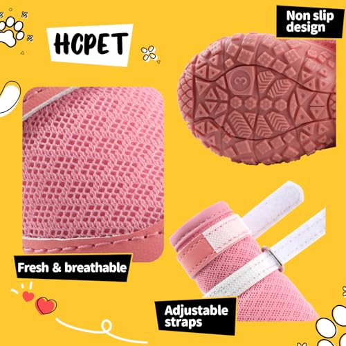 Dog Shoes for Small Dogs (Pink / #1 (Width 1.10 inch) for 2.2-6.6 lbs)