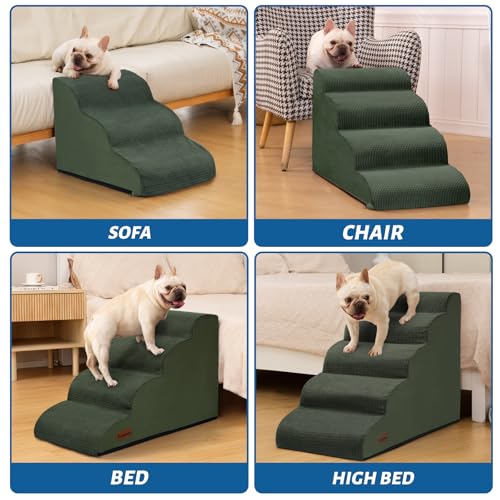 Dog Steps for Bed or Couch (Green / Standard 4-Step 17.4"H)