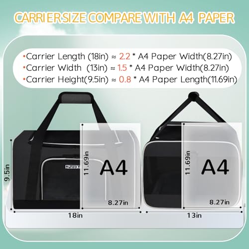 Small Pet Carrier 18" L x 13" W x 9.5" H Airline Approved (18.0"L x 13.0"W x 9.5"H / Black)