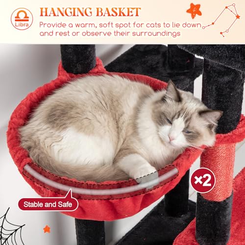 Z78 Heavy Duty Gothic Cat Tree for 20lbs Large Adult Cats (Black Red / 78 inch)