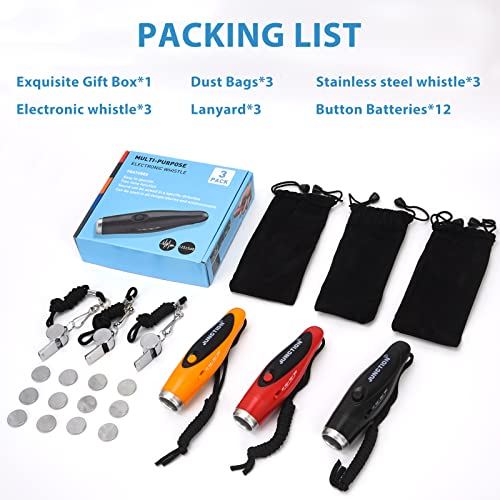 3 Pack Electronic Whistles (3 Color)
