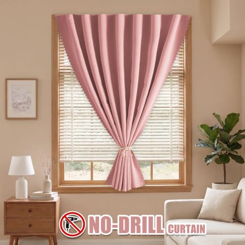 Adhesive Blackout Curtains for Window (Pink / 47"W x 71"L (Pack of 1))