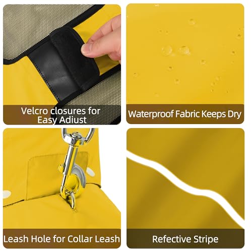 Dog Raincoat Adjustable Waterproof Pet Rain Jacket (Yellow / X-Small)