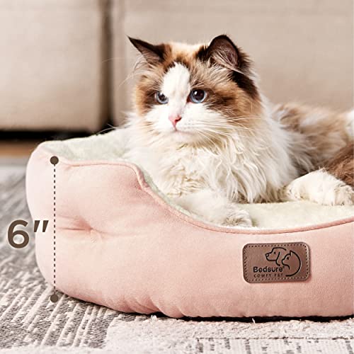 Small Dog Bed Washable (20"L x 19"W x 6"Th / Peach Pink)