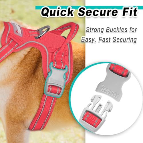 Dog Harness for Medium Sized Dog No Pull Mesh 2 Clips Dog Vest (Medium / Red-Mesh)