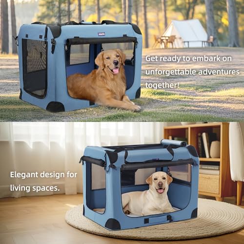 Collapsible Dog Crate (Blue / 40.0"L x 27.0"W x 27.0"H)
