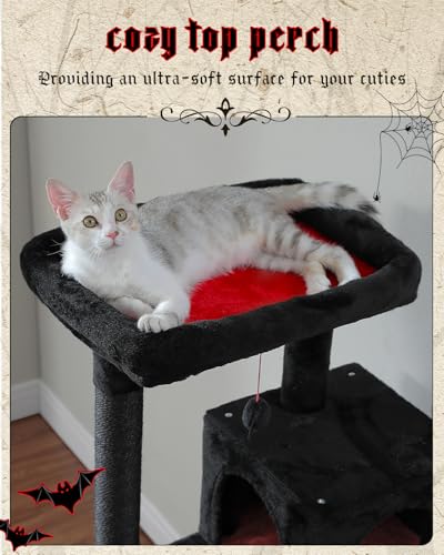 56.3" Cactus Cat Tree with Metal Hammock (Black / 56.3in)