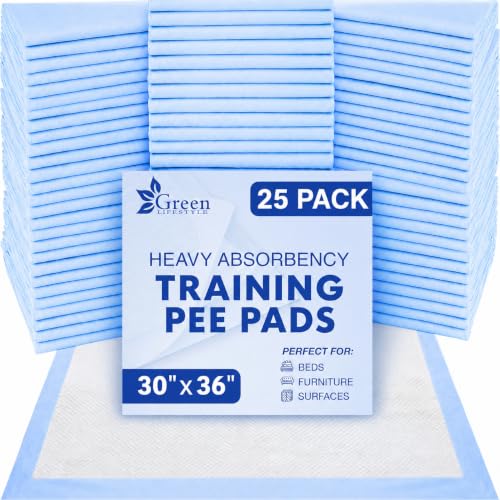 Underpads Training Pet Pee Pads for Dogs (Blue/White / 25 Pack - 30x36)