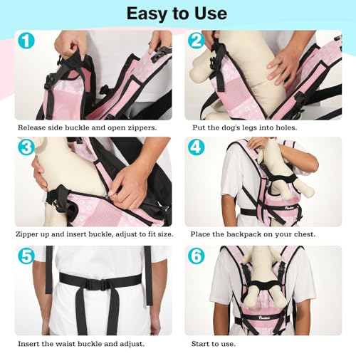 Pet Front Carrier Backpacks for Small Medium Dogs (AA-Pink Daisy / Small (Pack of 1))