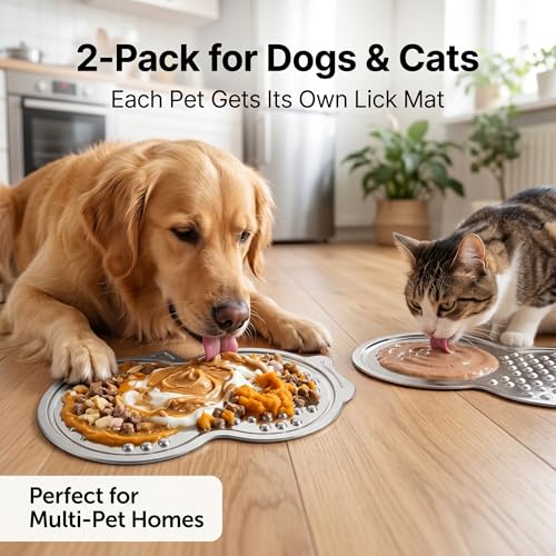 2 Pack XL Stainless Steel Lick Mat for Dogs & Cats